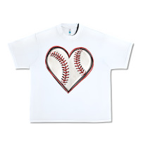 White baseball heart Urban Heavy Tee - texasbilliewilder