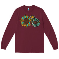 Burgundy western sunflowers Long Sleeve Tee - RanaPortraitStore