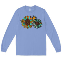 Colony Blue western sunflowers Long Sleeve Tee - RanaPortraitStore