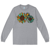 Heather Grey western sunflowers Long Sleeve Tee - RanaPortraitStore