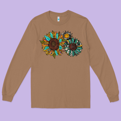 Western Sunflowers Long Sleeve Tee Designed By Ranaportraitstore