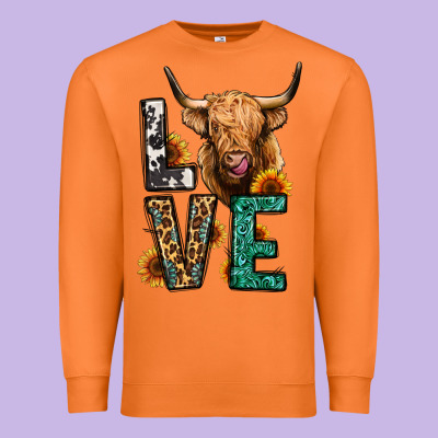 Love Long Haired Cow Premium Sweatshirt Designed By Jasminsmagicworld