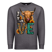 Charcoal Heather love long haired cow Premium Sweatshirt - Jasminsmagicworld