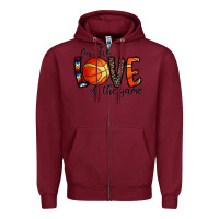 Burgundy for the love of the game basketball Zipper Hoodie - CowhideDigitalArt