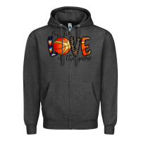 Charcoal Heather for the love of the game basketball Zipper Hoodie - CowhideDigitalArt