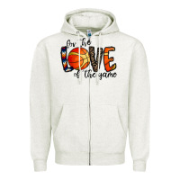 Oatmeal Heather for the love of the game basketball Zipper Hoodie - CowhideDigitalArt