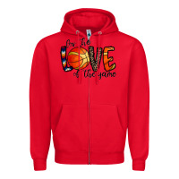 Red for the love of the game basketball Zipper Hoodie - CowhideDigitalArt