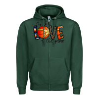 Sports Green for the love of the game basketball Zipper Hoodie - CowhideDigitalArt