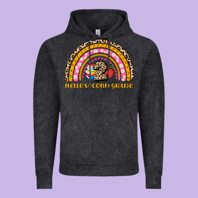 Back To School Rainbow Hello Second Grade Vintage Hoodie Designed By Adodesignshop