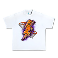 White basketball lightning bolt Urban Heavy Tee - Zillion Design Studio