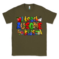 Army Green i teach ausome kids autism teacher Classic Tee - Zillion Design Studio