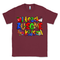 Burgundy i teach ausome kids autism teacher Classic Tee - Zillion Design Studio