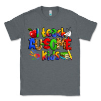 Charcoal Heather i teach ausome kids autism teacher Classic Tee - Zillion Design Studio