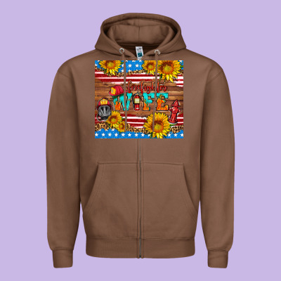 American Flag Firefighter Wife Zipper Hoodie Designed By Hra Design Shop