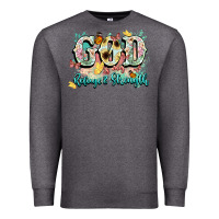 Charcoal Heather god is my refugee and strength Premium Sweatshirt - NancyCooperArtShop