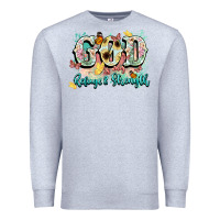 Heather Grey god is my refugee and strength Premium Sweatshirt - NancyCooperArtShop