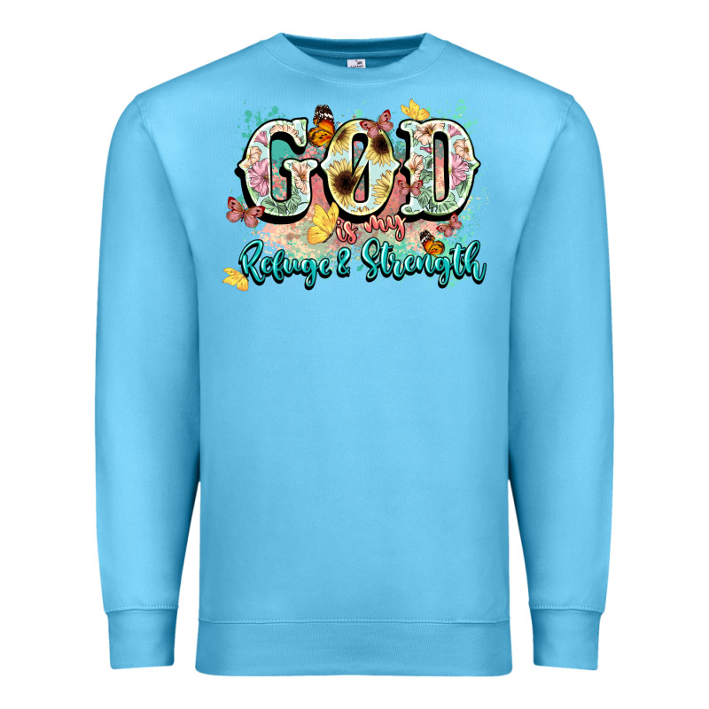 God Is My Refugee And Strength Premium Sweatshirt by NancyCooperArtShop | Teevron