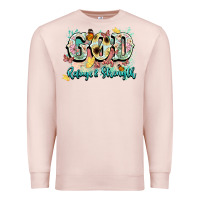 Pale Pink god is my refugee and strength Premium Sweatshirt - NancyCooperArtShop
