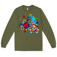 Army Green autism sunflower gnome Long Sleeve Tee - Zillion Design Studio