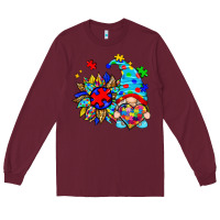 Burgundy autism sunflower gnome Long Sleeve Tee - Zillion Design Studio