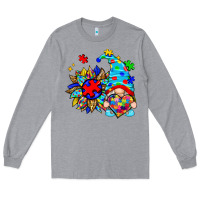 Heather Grey autism sunflower gnome Long Sleeve Tee - Zillion Design Studio