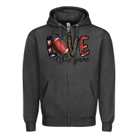 Charcoal Heather for the love of the game football Zipper Hoodie - CowhideDigitalArt