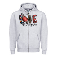 Heather Grey for the love of the game football Zipper Hoodie - CowhideDigitalArt