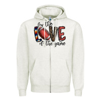 Oatmeal Heather for the love of the game football Zipper Hoodie - CowhideDigitalArt