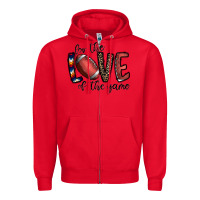 Red for the love of the game football Zipper Hoodie - CowhideDigitalArt