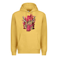 Antique Gold pink winter long haired cow Premium Hoodie - NancyCooperArtShop