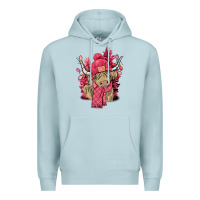 Blue Mist pink winter long haired cow Premium Hoodie - NancyCooperArtShop