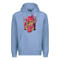 Colony Blue pink winter long haired cow Premium Hoodie - NancyCooperArtShop