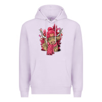 Lilac pink winter long haired cow Premium Hoodie - NancyCooperArtShop