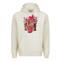 Oatmeal Heather pink winter long haired cow Premium Hoodie - NancyCooperArtShop