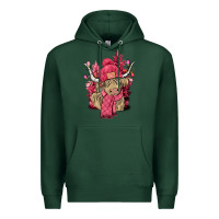Sports Green pink winter long haired cow Premium Hoodie - NancyCooperArtShop