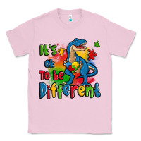 Bubblegum Pink it's ok to be different autism trex Classic Tee - Zillion Design Studio
