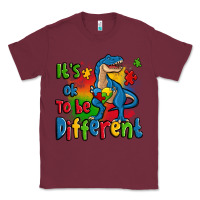 Burgundy it's ok to be different autism trex Classic Tee - Zillion Design Studio