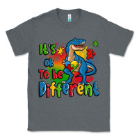 Charcoal Heather it's ok to be different autism trex Classic Tee - Zillion Design Studio