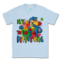 Dusty Blue it's ok to be different autism trex Classic Tee - Zillion Design Studio
