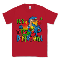 Red it's ok to be different autism trex Classic Tee - Zillion Design Studio