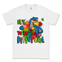 White it's ok to be different autism trex Classic Tee - Zillion Design Studio