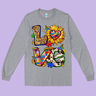 Autism Love Long Sleeve Tee Designed By Zillion Design Studio