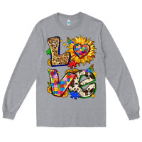 Heather Grey autism love Long Sleeve Tee - Zillion Design Studio