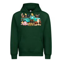 Forest Green Farm Animals Truck Urban Hoodie - BundleAndBundleShop