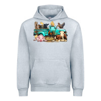 Heather Grey Farm Animals Truck Urban Hoodie - BundleAndBundleShop
