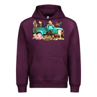 Mauve Wine Farm Animals Truck Urban Hoodie - BundleAndBundleShop