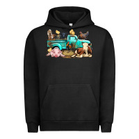 Pigment Black Farm Animals Truck Urban Hoodie - BundleAndBundleShop