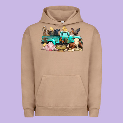 Farm Animals Truck Urban Hoodie Designed By Bundleandbundleshop