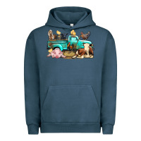 Pigment Midnight Navy Farm Animals Truck Urban Hoodie - BundleAndBundleShop