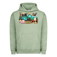 Pigment Oil Green Farm Animals Truck Urban Hoodie - BundleAndBundleShop